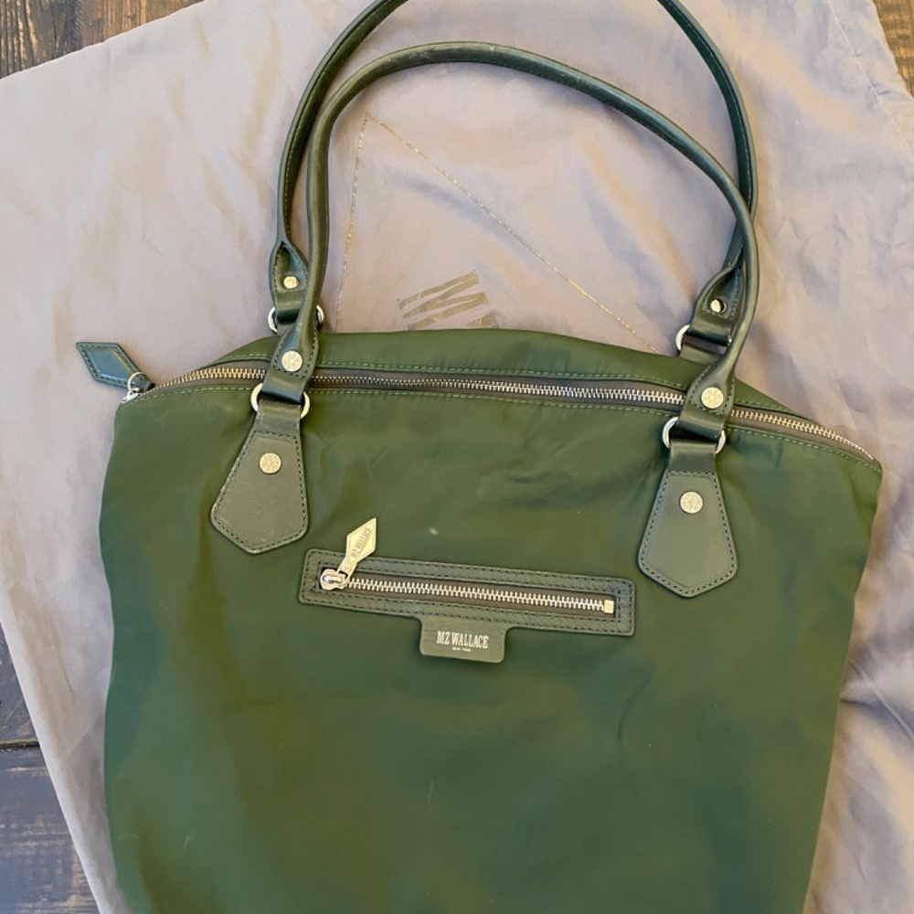 MZ Wallace Army Green Nylon Shoulder Bag